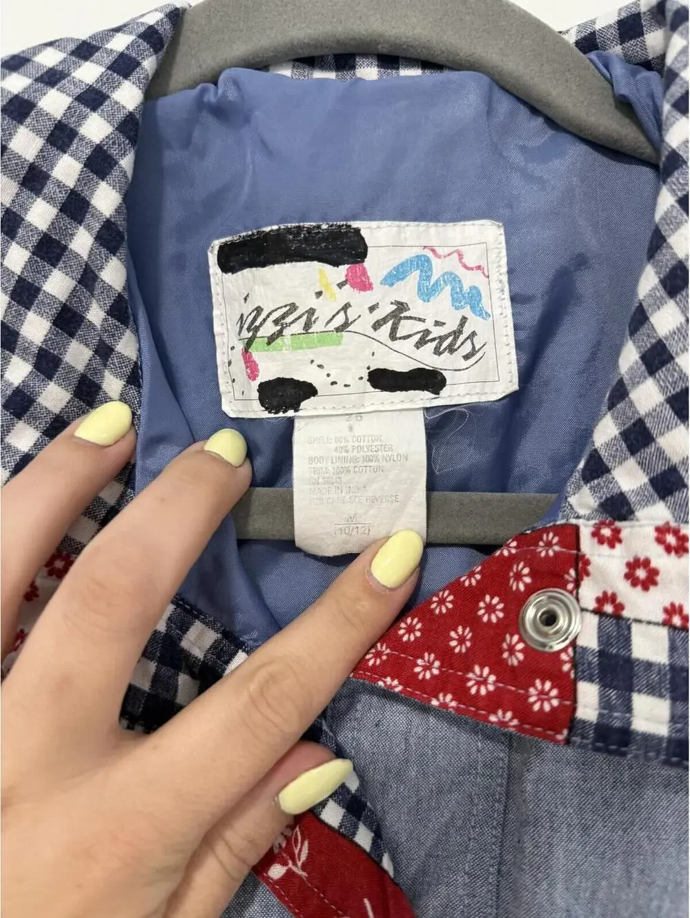 Kids Vintage 90s Patchwork Quilted Button-Up Jacket with Mixed Prints